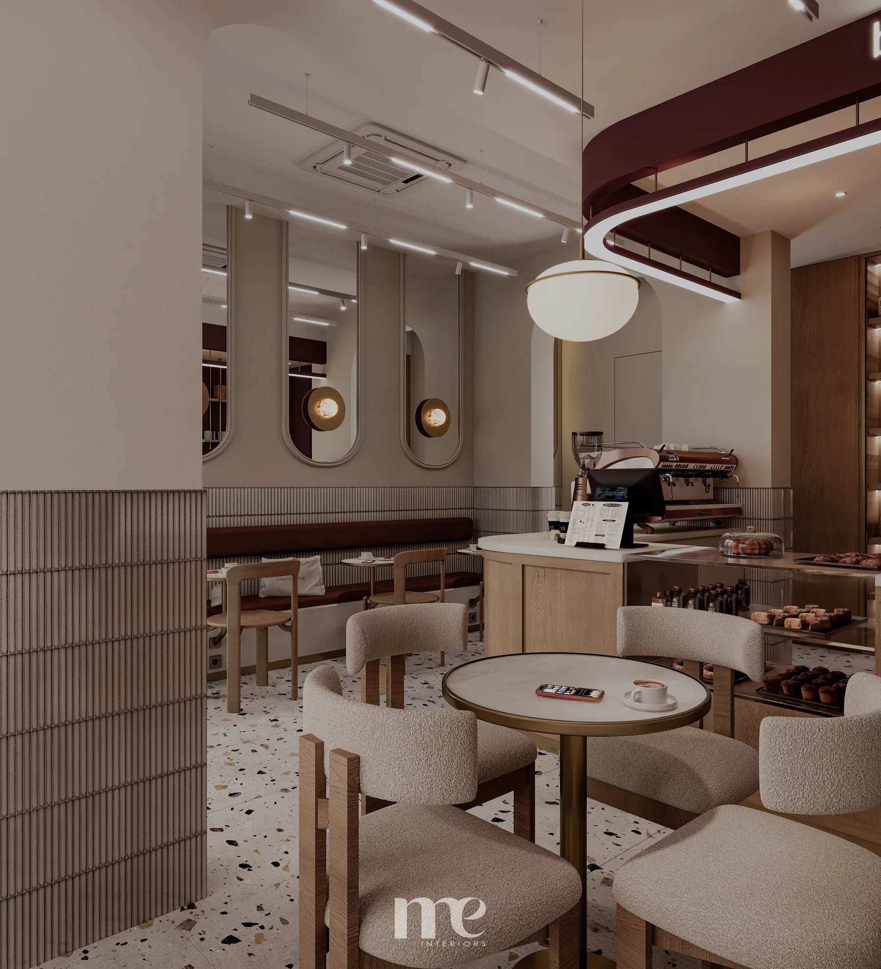 Bohr Coffee — masa ve bukle sandalyeler